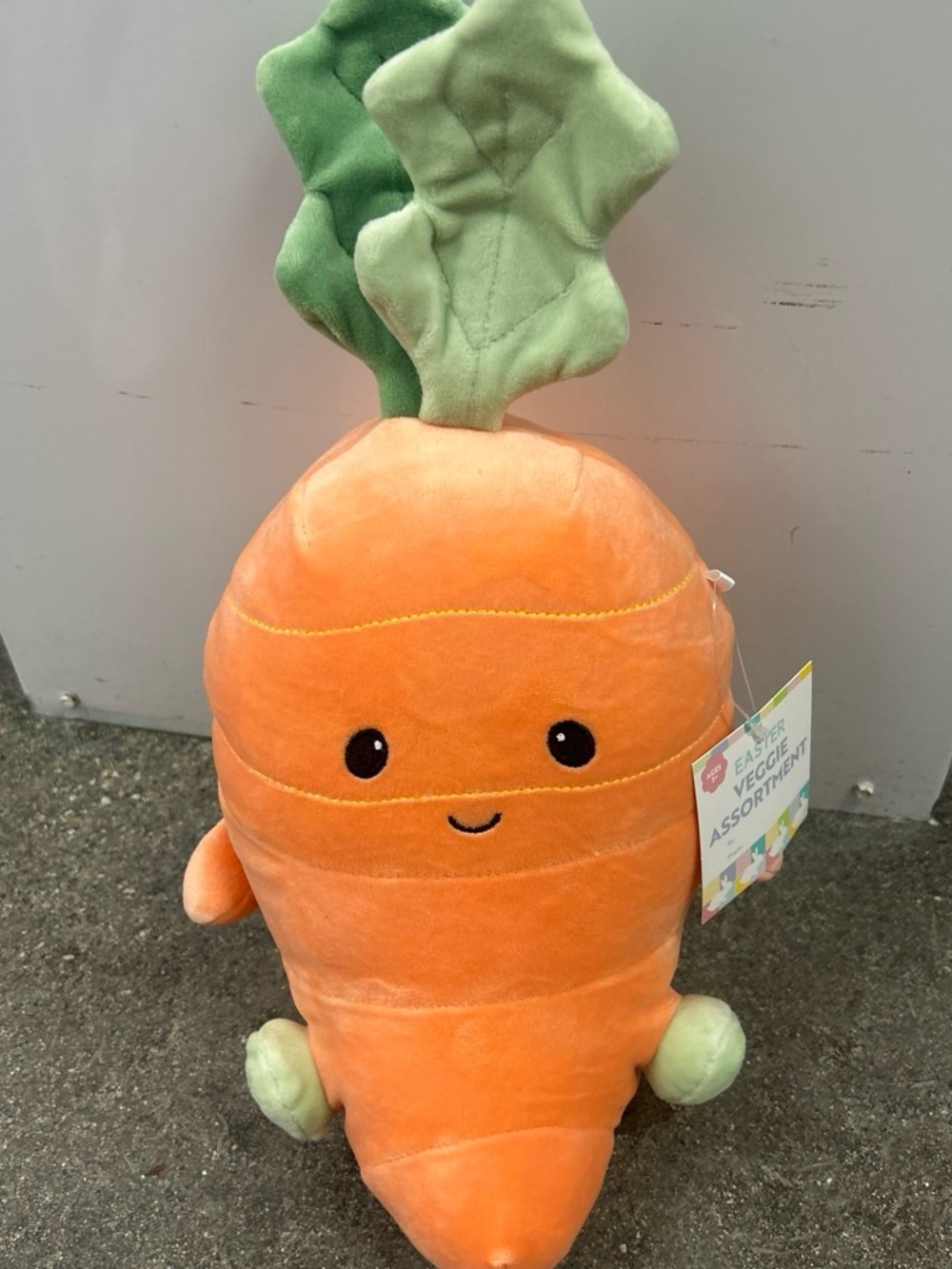 Plush Orange Carrot Stuffed Toy with Green Leaf Top